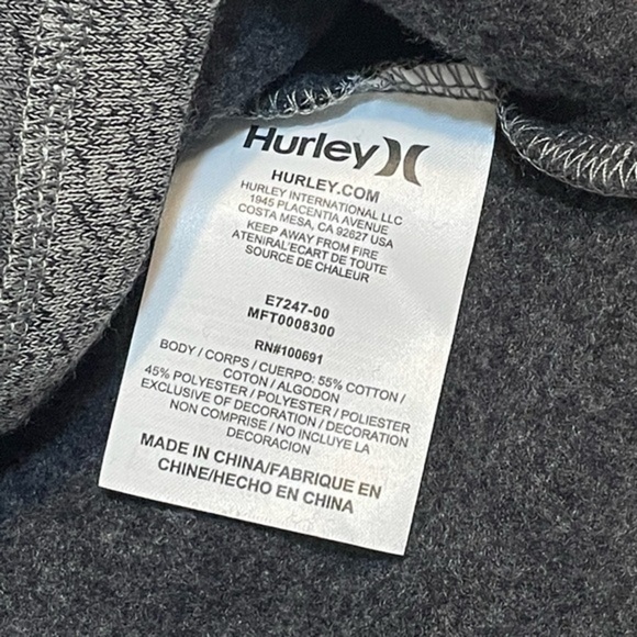 Hurley Mens sweatshirt Gray long sleeve action pullover nwt pouch Sz medium - Picture 4 of 7